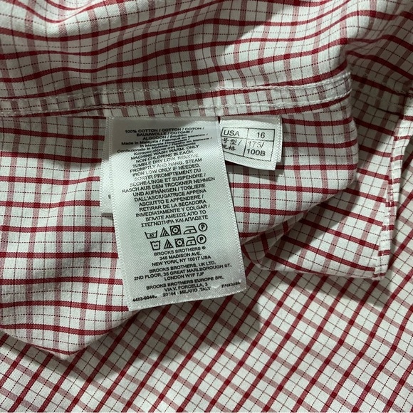 Brooks Brothers 1818 Regent Men White Red Gingham Button-Up Suit Shirt Sz 16-2/3 - Picture 9 of 13
